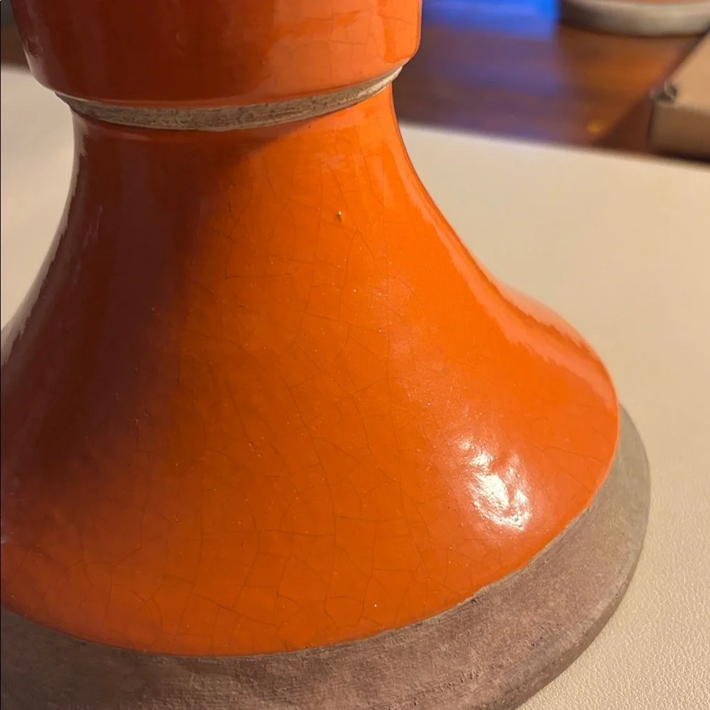Pottery Barn Glazed Burnt Orange Accent Ceramic Candle Holder